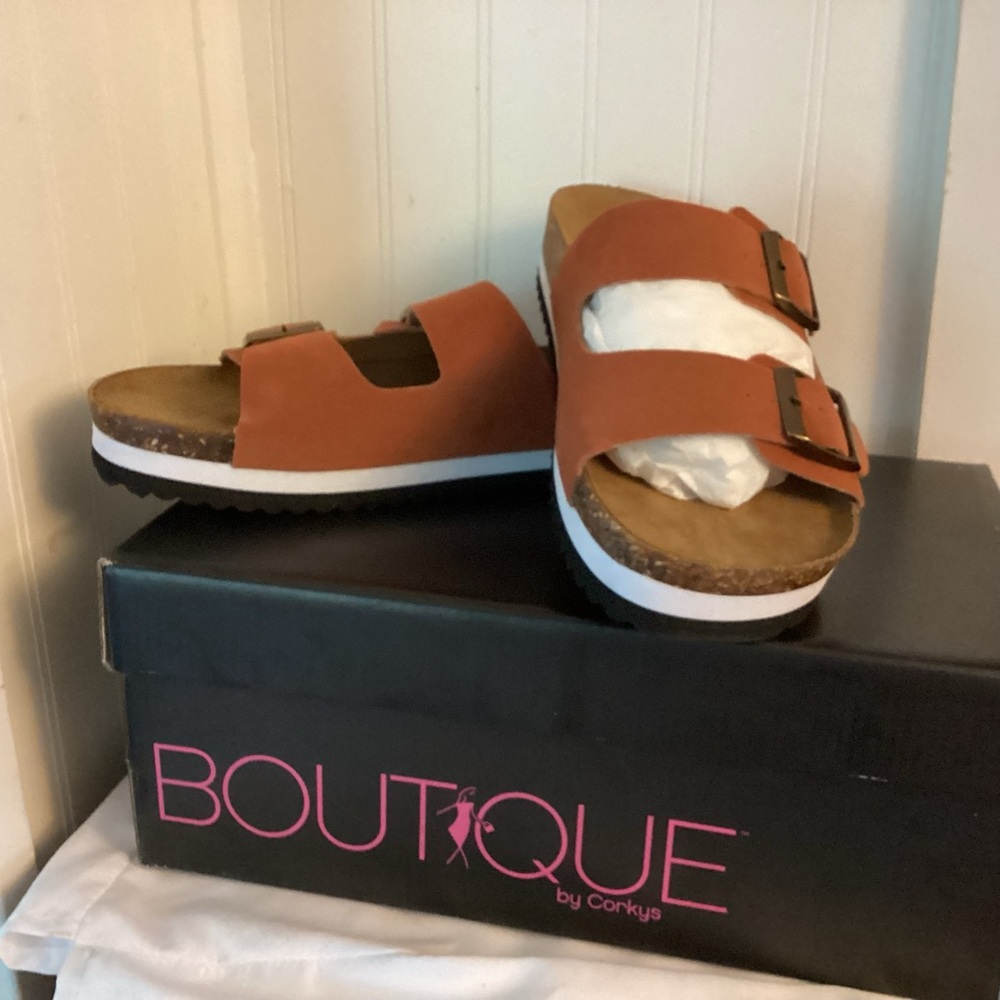 Boutique by Corky’s Rust Colored Sandals Sz. 10, NIOB